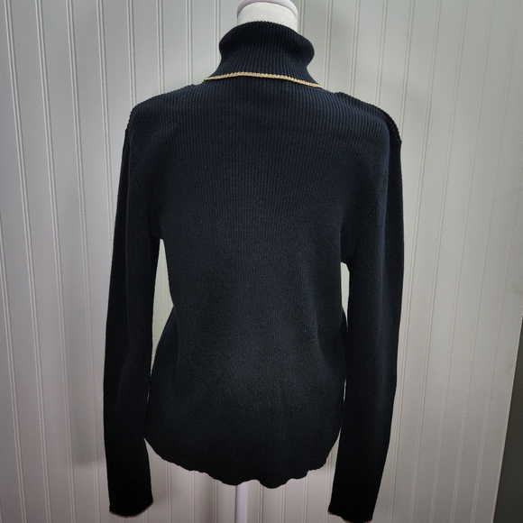Ralph Lauren Black Turtleneck Sweater with Gold Accents - Picture 7 of 10